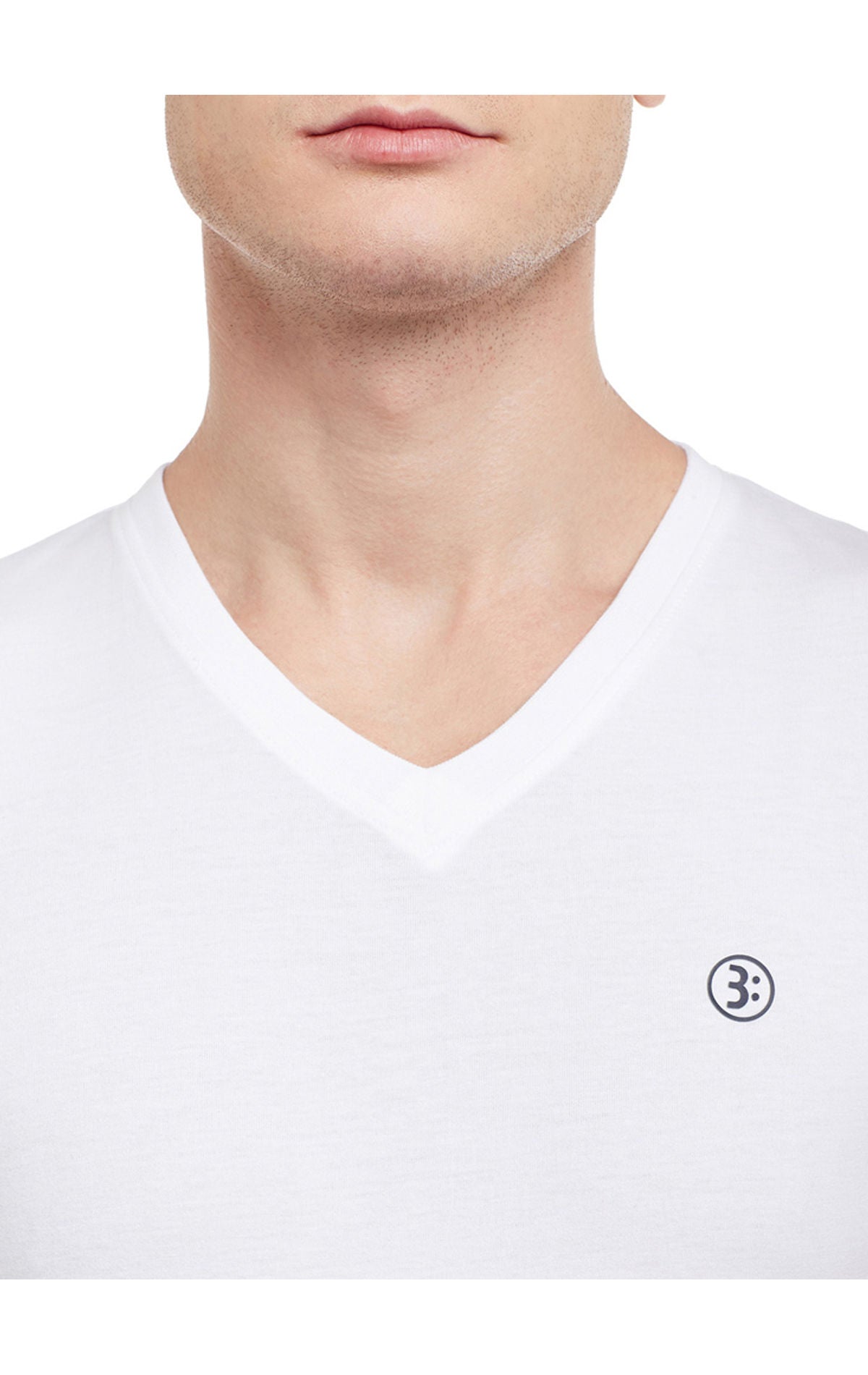 Bodyactive Men White Cotton V-Neck T-Shirt-TS13-WHT