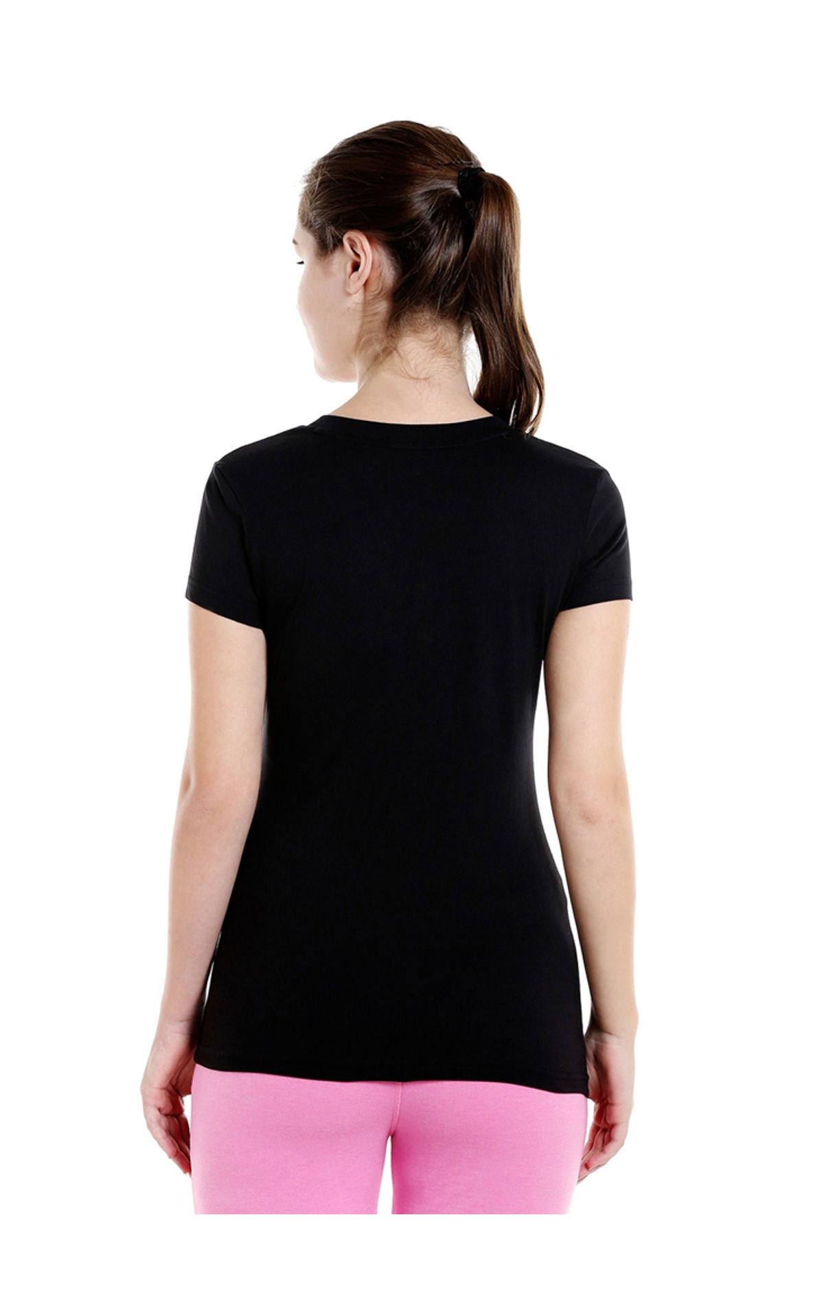 Bodyactive Women Black V Neck Tee-TS14-BLK