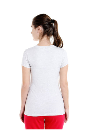 Bodyactive Women Heather Grey V Neck Tee-TS14-HTGREY