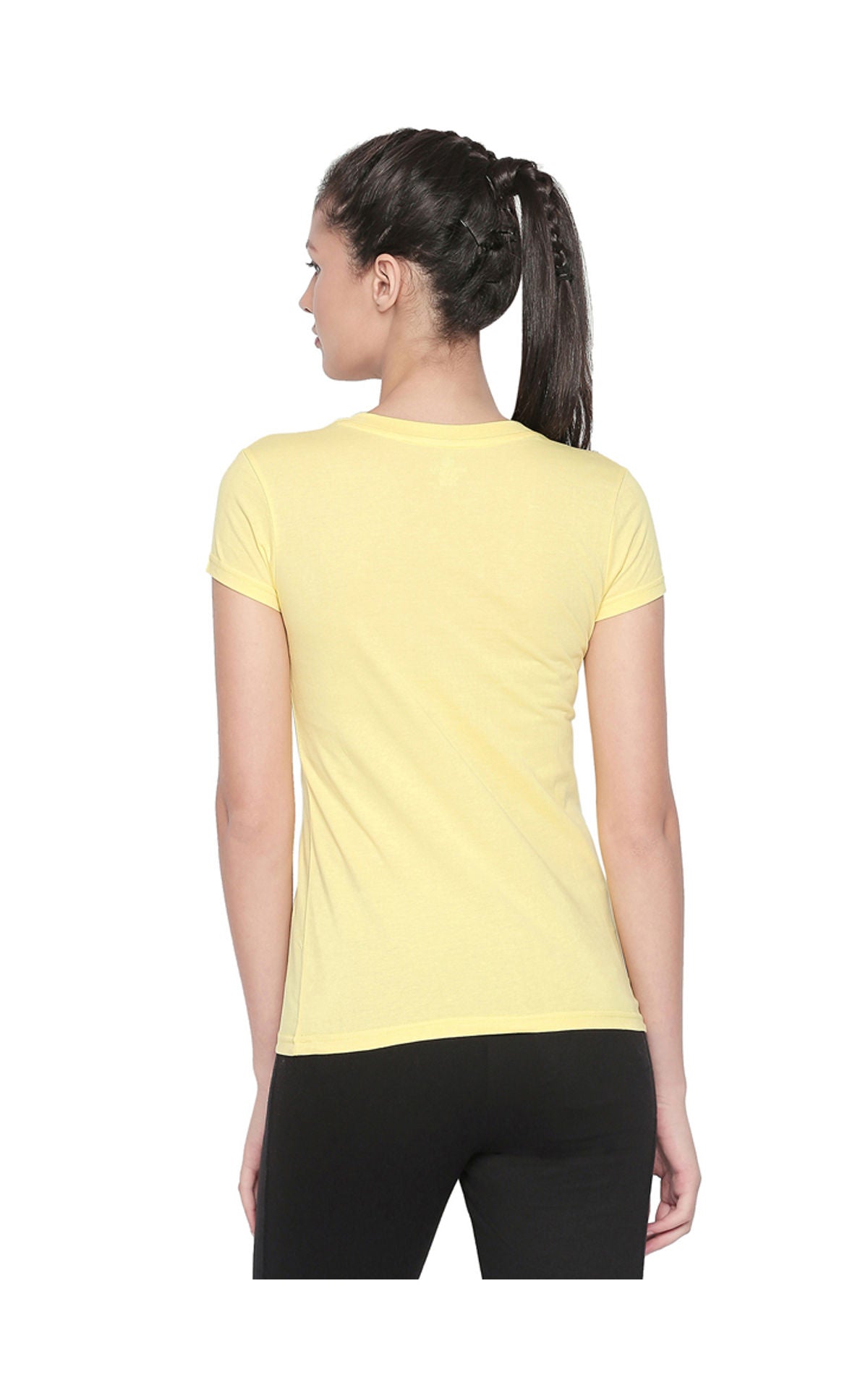 Bodyactive Women Lime Yellow V Neck Tee-TS14-LMYEL