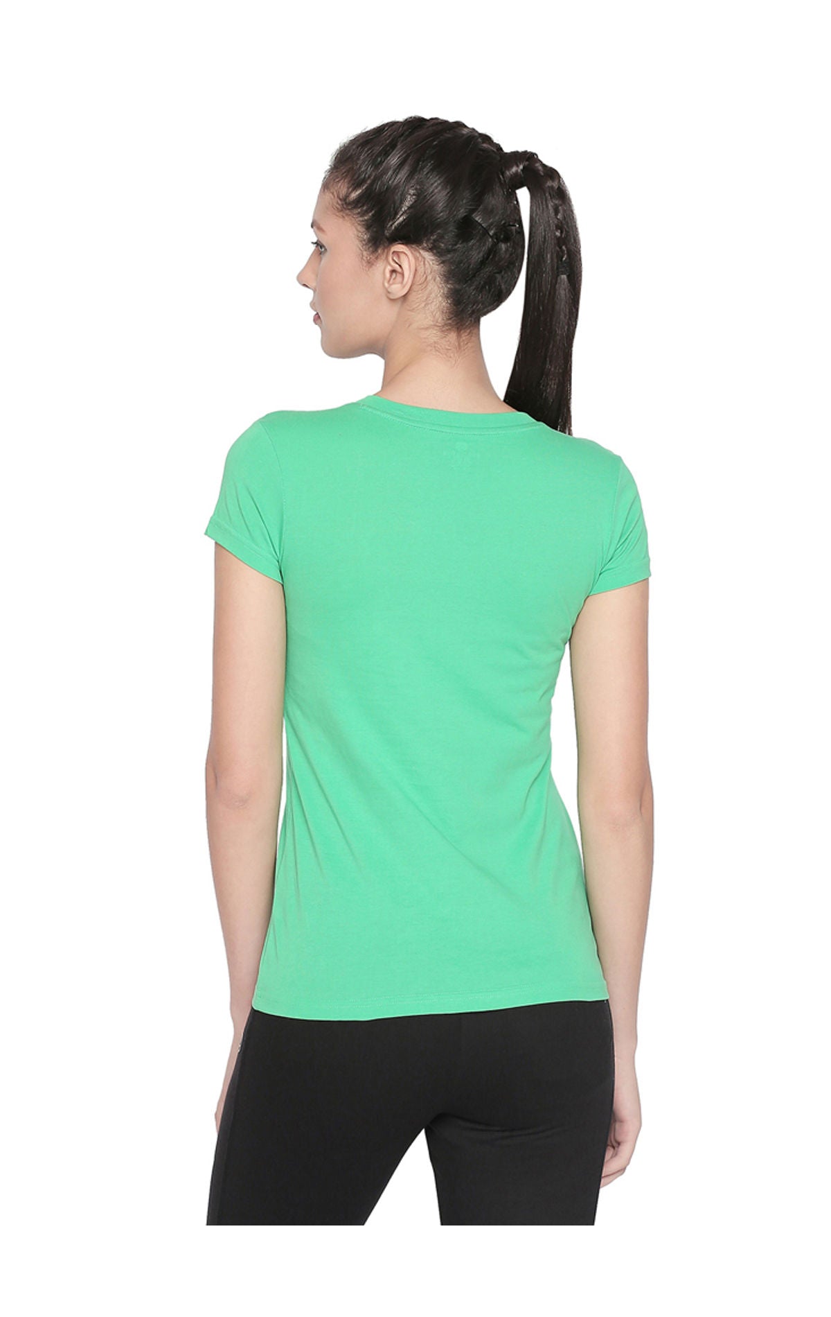 Bodyactive Women V Neck Tee-TS14-LTGRN