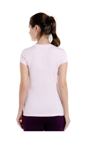 Bodyactive Women Light Pink V Neck Tee-TS14-LTPI