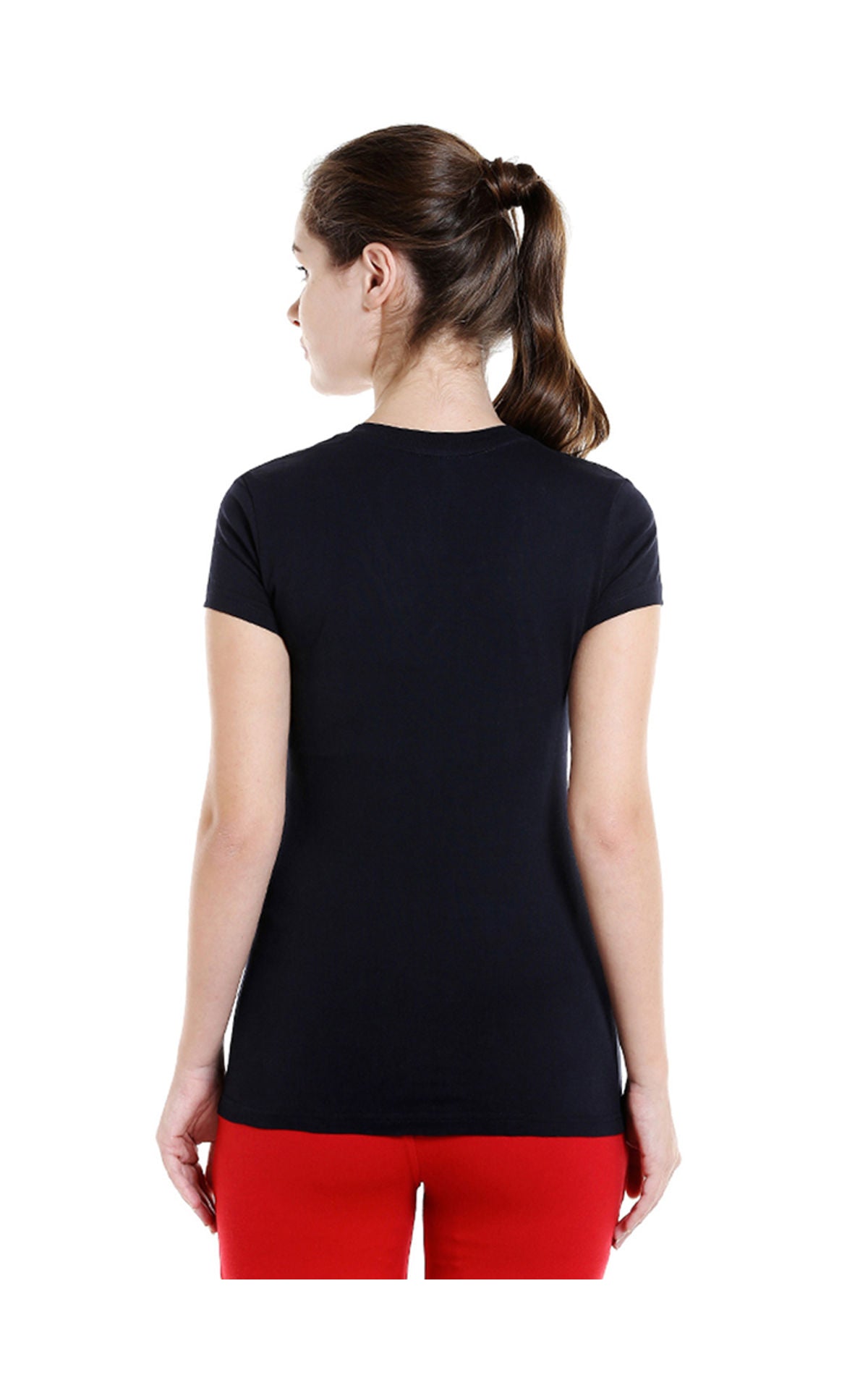 Bodyactive Women Navy V Neck Tee-TS14-NVY