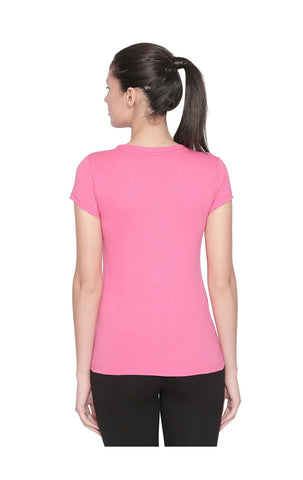 Bodyactive Women V Neck Tee-TS14-PIBL