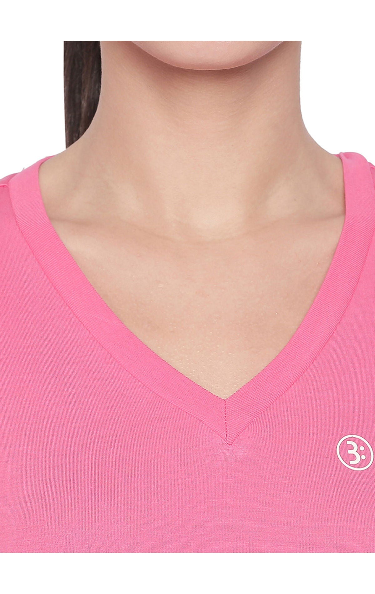 Bodyactive Women V Neck Tee-TS14-PIBL