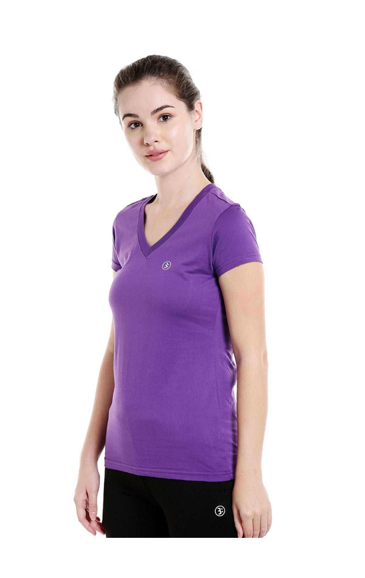 Bodyactive Women Purple V Neck Tee-TS14-PUR