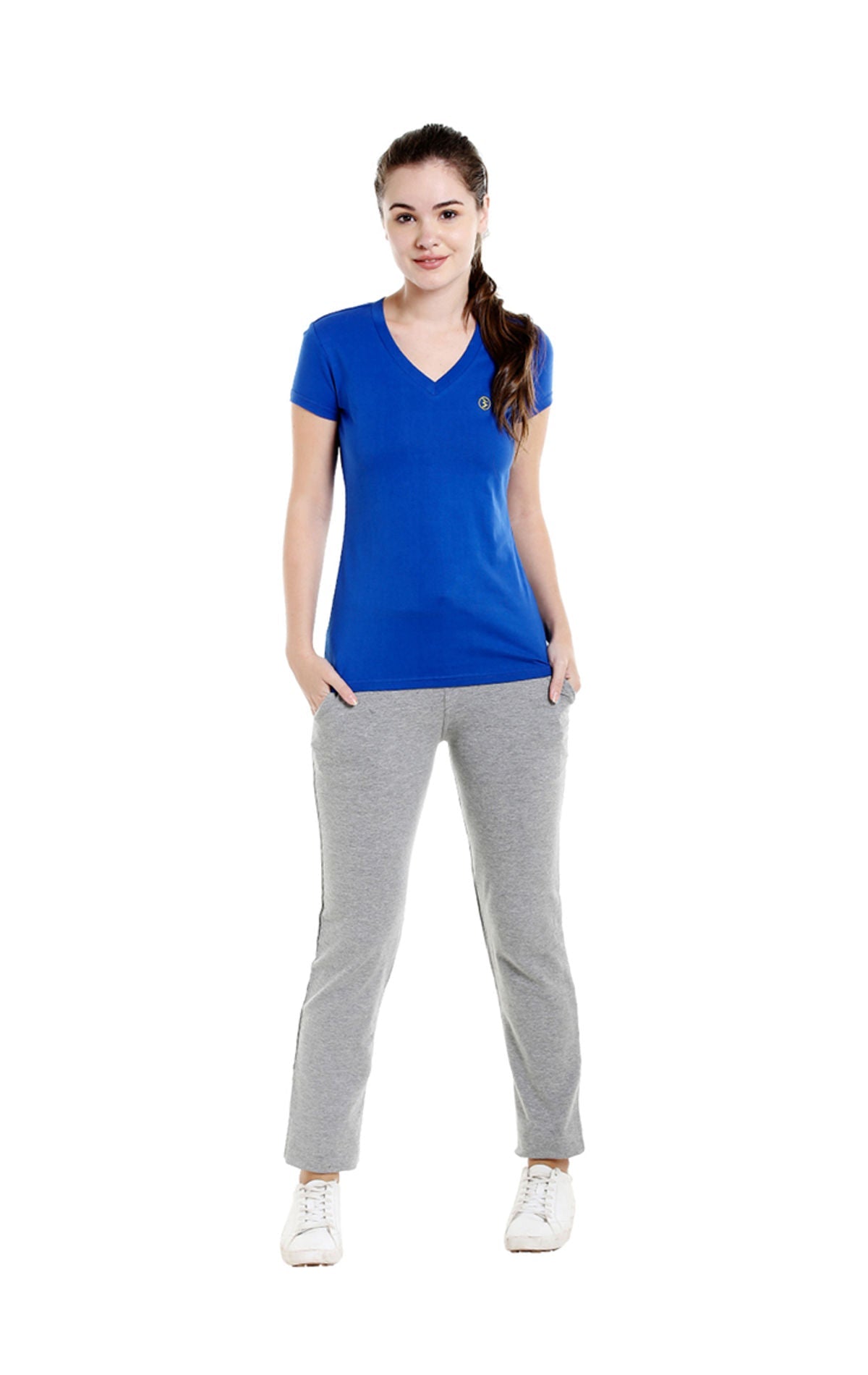 Bodyactive Women Royal Blue V Neck Tee-TS14-RBL