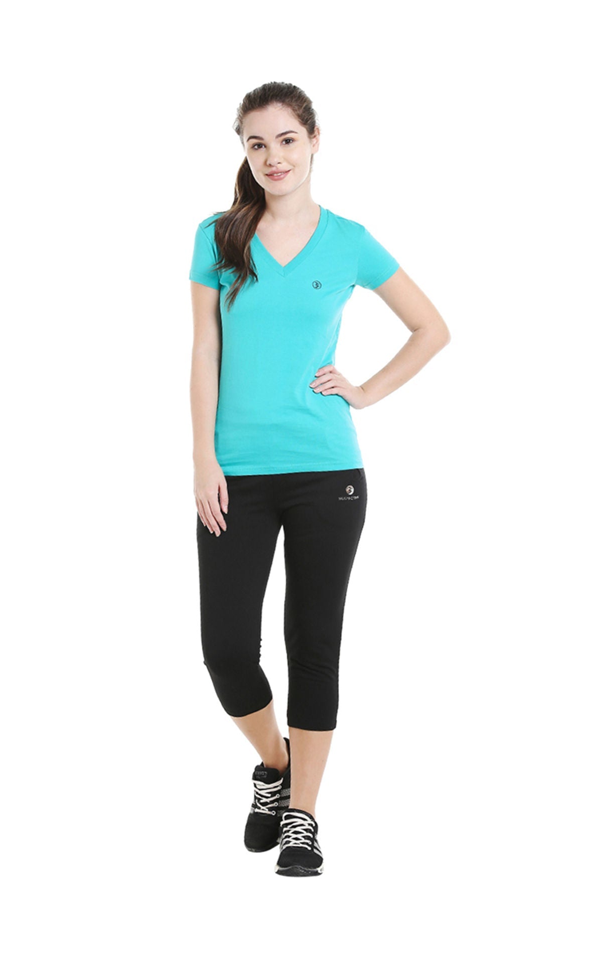 Bodyactive Women Sea Green V Neck Tee-TS14-SGRN