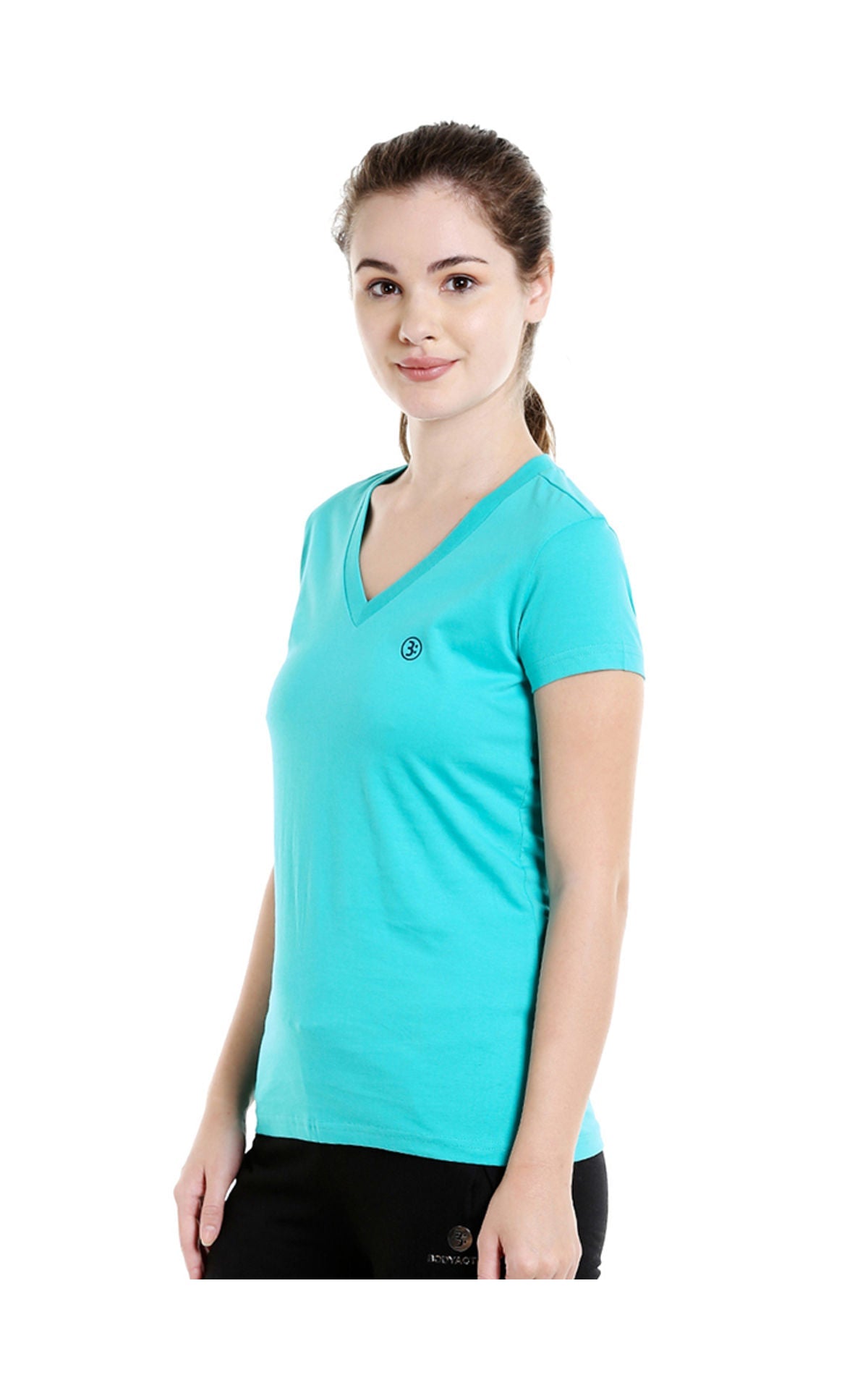 Bodyactive Women Sea Green V Neck Tee-TS14-SGRN