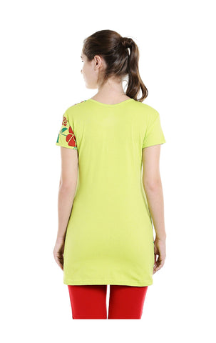 Bodyactive Women Electric Green Round Neck Tee-TS15-EGRN