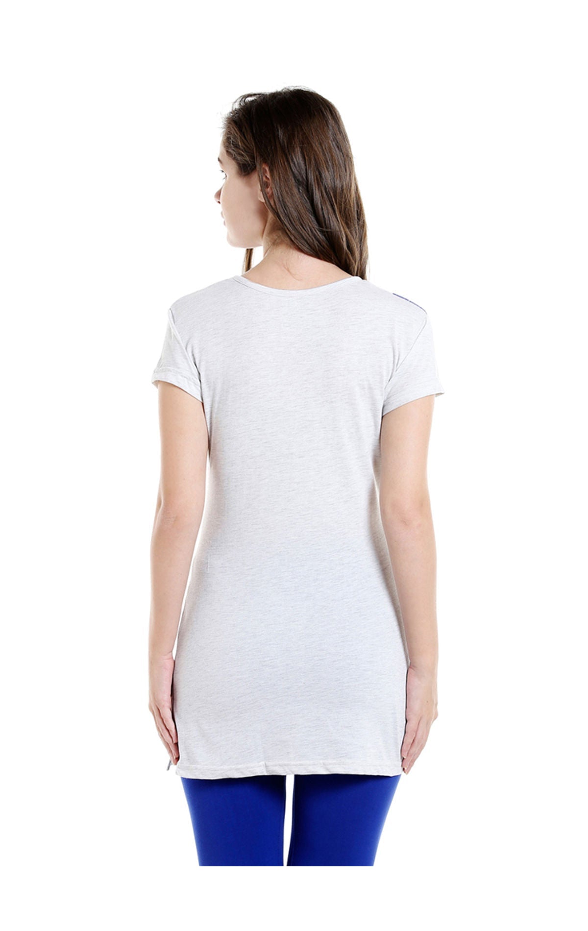 Bodyactive Women Heather Grey Round Neck Tee-TS15-HTGREY