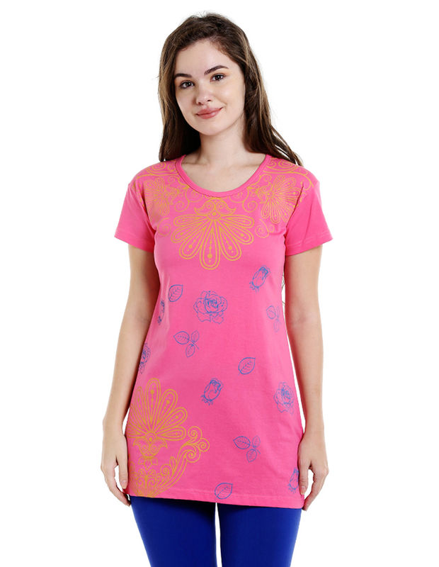 Bodyactive Women Pink Round Neck Tee-TS15-PIBL