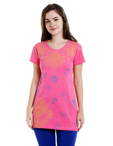 Bodyactive Women Pink Round Neck Tee-TS15-PIBL