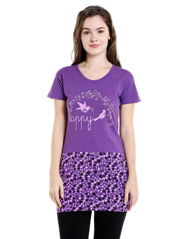 Bodyactive Women Purple Round Neck Tee-TS15-PUR