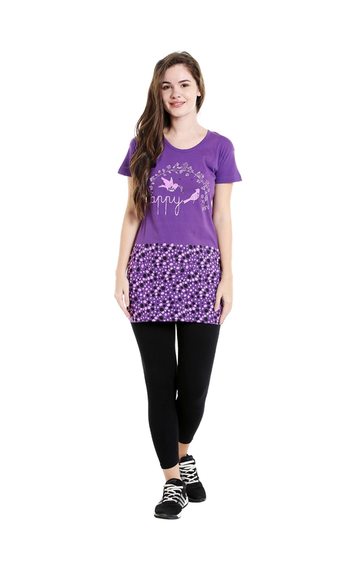 Bodyactive Women Purple Round Neck Tee-TS15-PUR