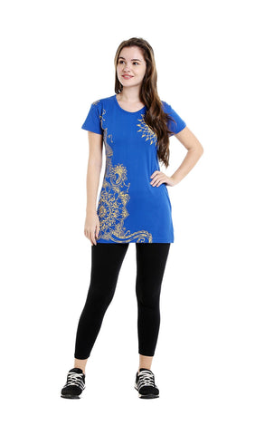 Bodyactive Women Royal Blue Round Neck Tee-TS15-RBL