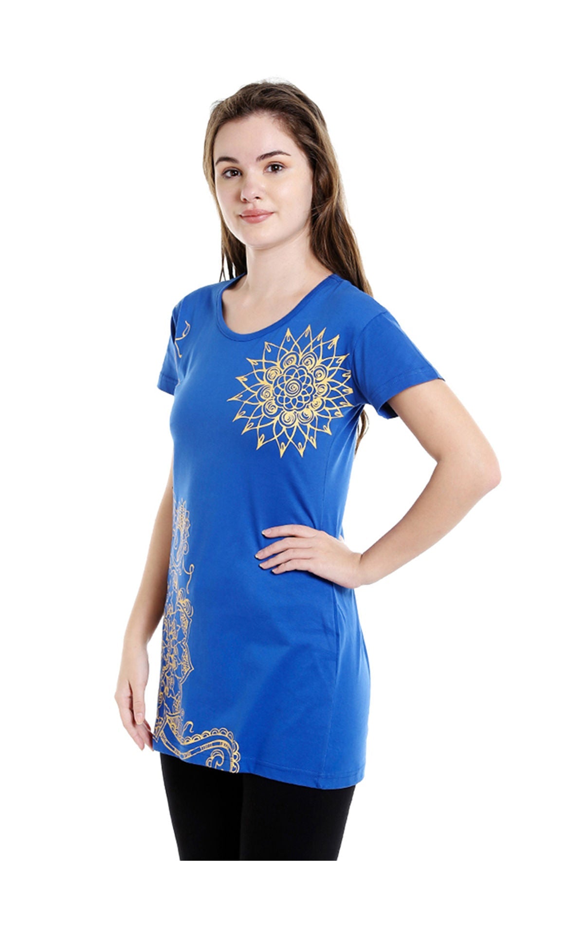 Bodyactive Women Royal Blue Round Neck Tee-TS15-RBL