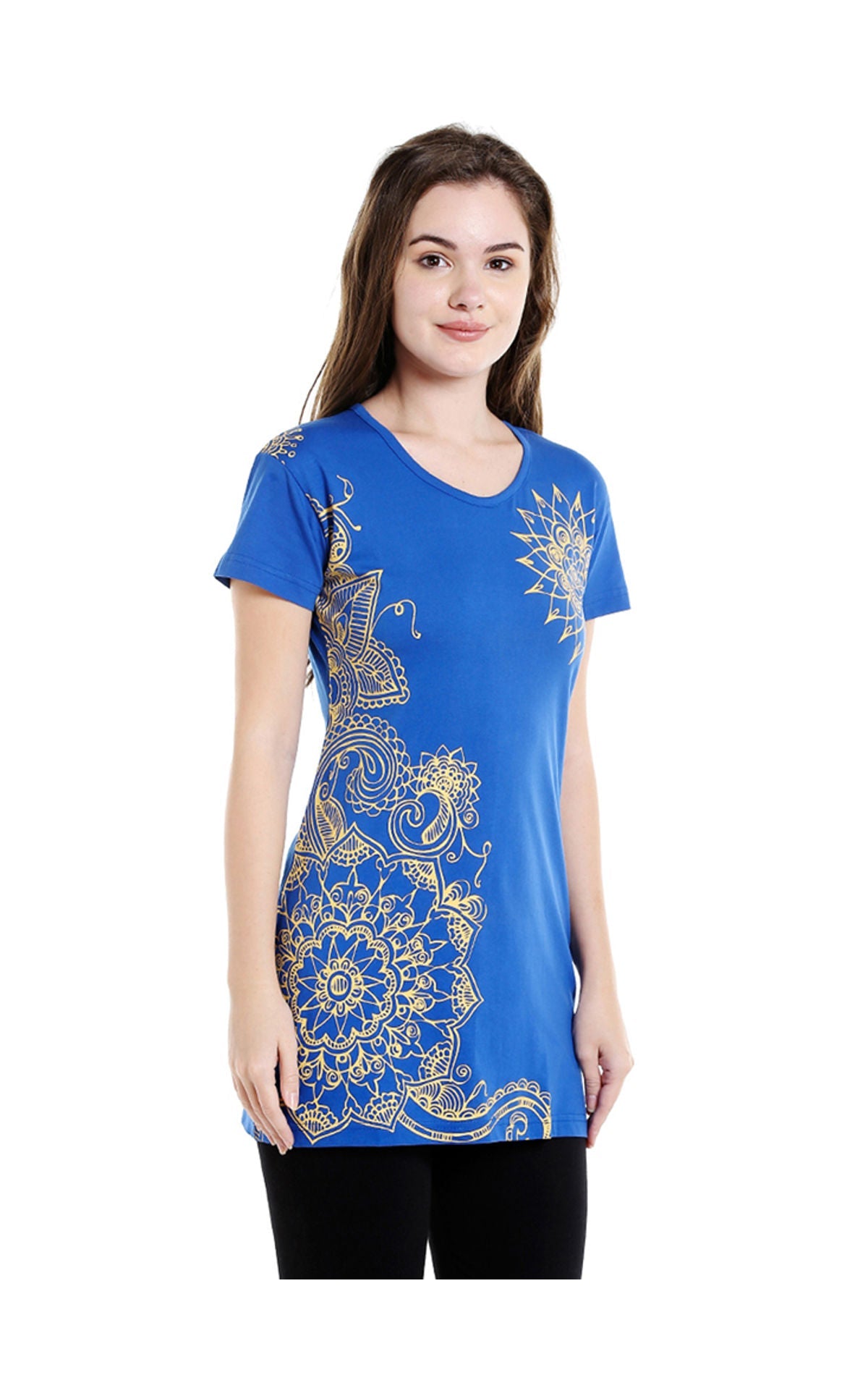 Bodyactive Women Royal Blue Round Neck Tee-TS15-RBL