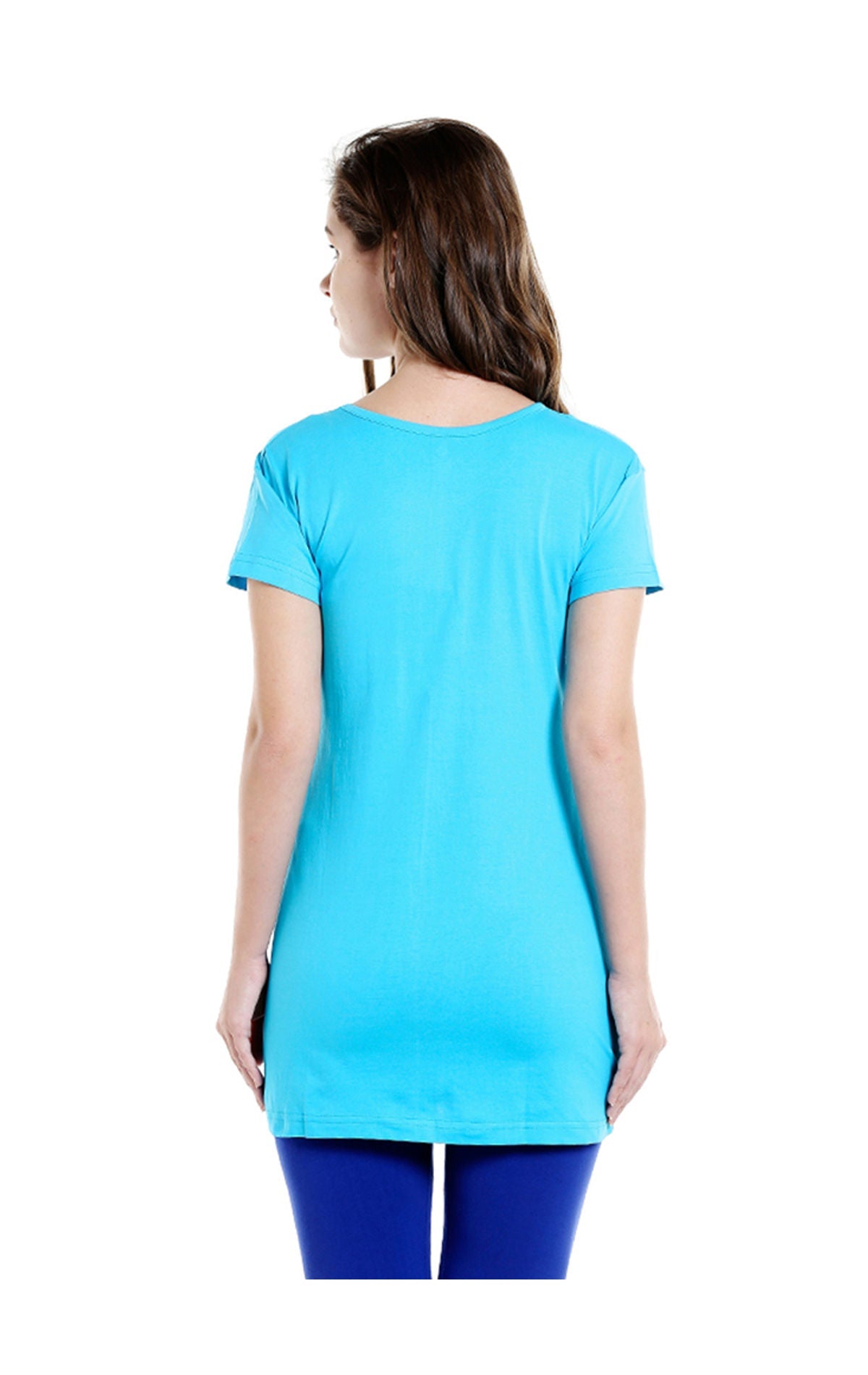 Bodyactive Women Turquoise Round Neck Tee-TS15-TURQ