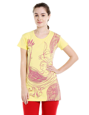 Bodyactive Women Lime Yellow Round Neck Tee-TS15-LMYEL