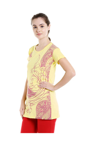 Bodyactive Women Lime Yellow Round Neck Tee-TS15-LMYEL