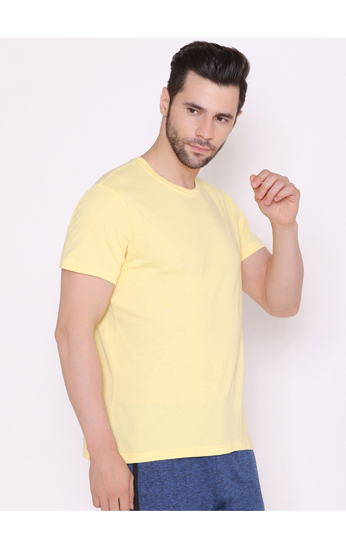 Bodyactive Modern Fit Round Neck Half Sleeve T-Shirt for Men -TS18-LTYEL