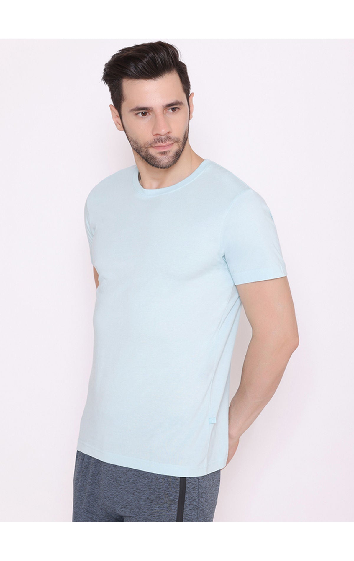 Bodyactive Modern Fit Round Neck Half Sleeve T-Shirt for Men -TS18-SKY