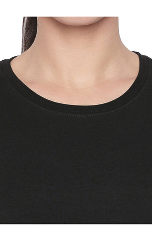 Bodyactive Women Black Round Neck Tee-TS19-BLACK