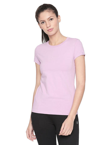 Bodyactive Women Light purple Round Neck Tee-TS19-LTPUR