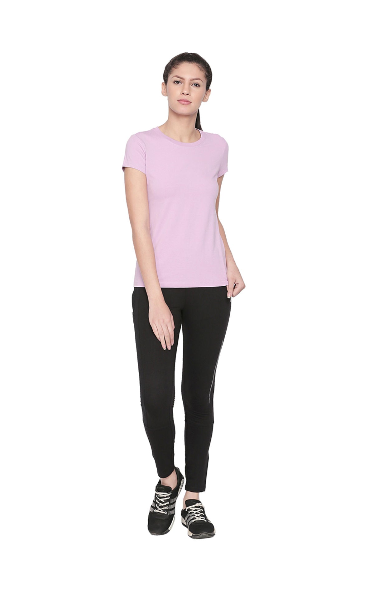 Bodyactive Women Light purple Round Neck Tee-TS19-LTPUR