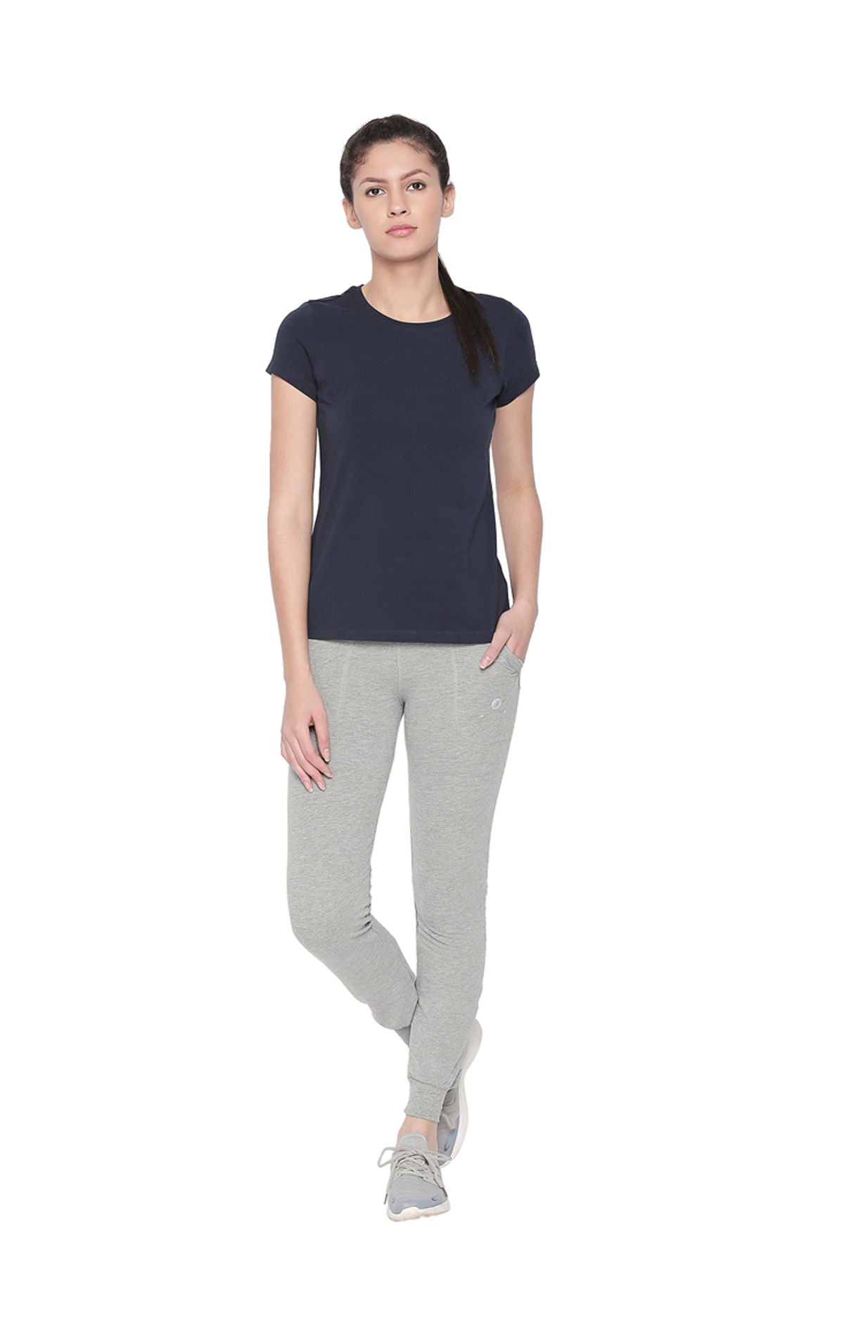 Bodyactive Women Navy Round Neck Tee-TS19-NAVY