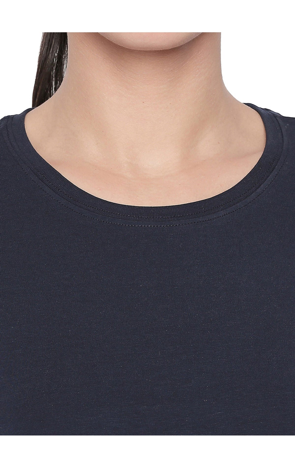 Bodyactive Women Navy Round Neck Tee-TS19-NAVY