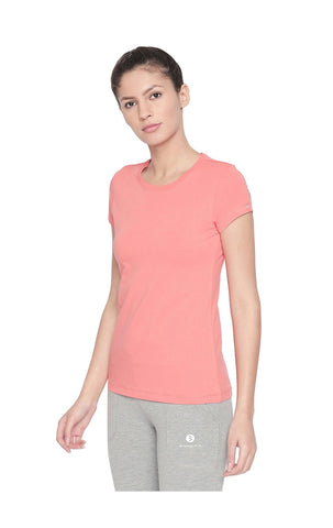 Bodyactive Women pink Round Neck Tee-TS19-PINK