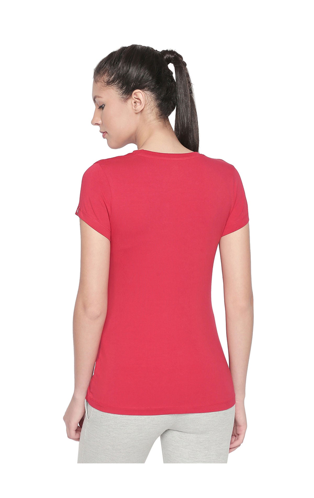 Bodyactive Women Red Round Neck Tee-TS19-RED