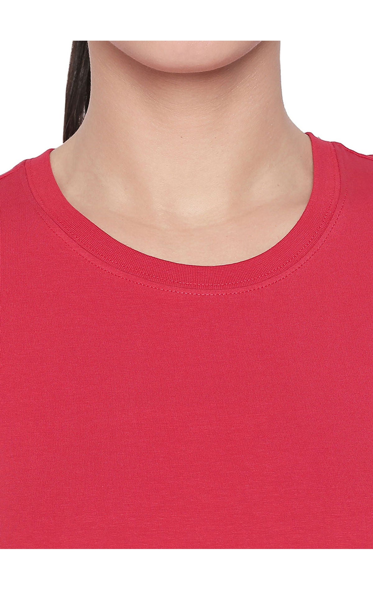 Bodyactive Women Red Round Neck Tee-TS19-RED