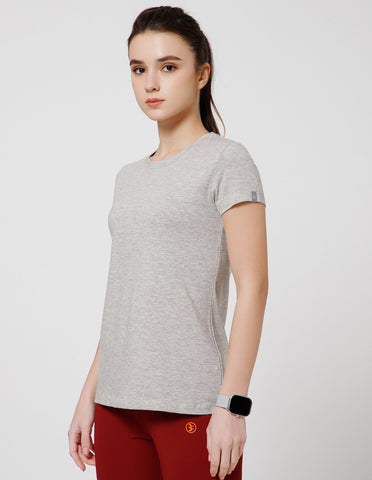 Women's Super Soft Cotton Stretch Solid Half Sleeve T-Shirt – Grey Melange(TS19)