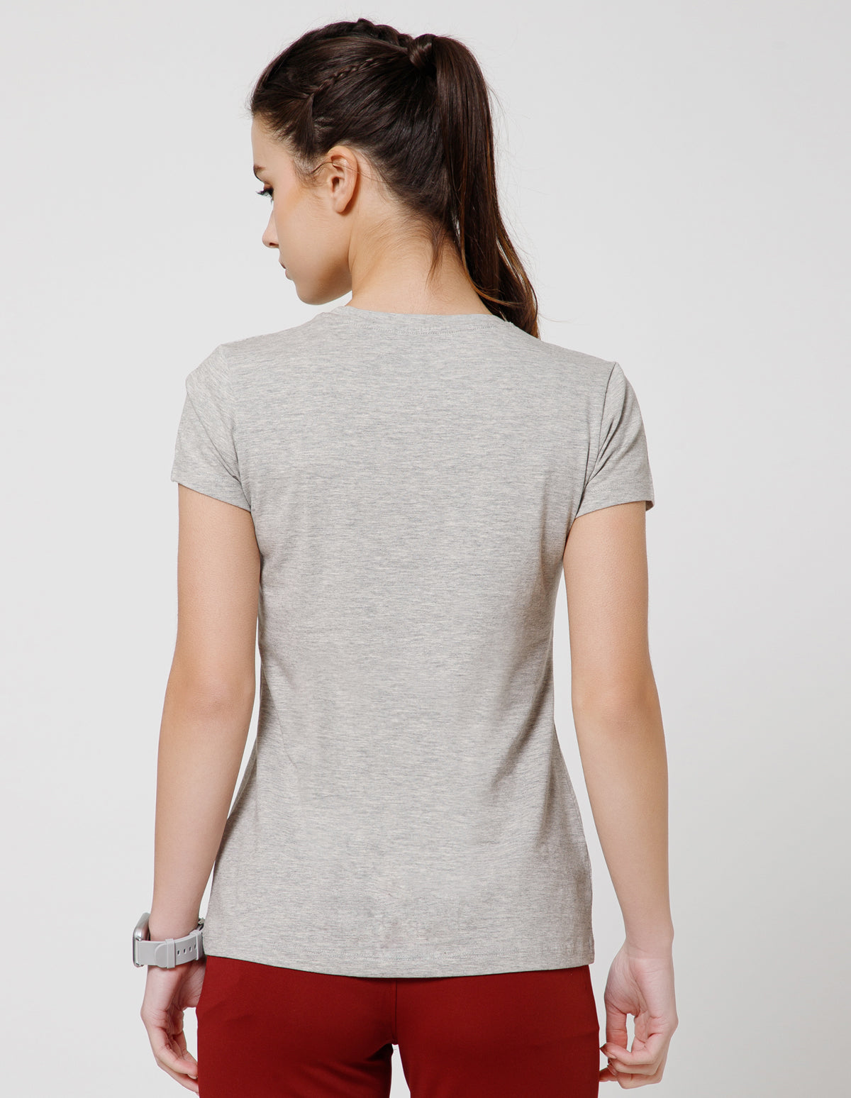 Women's Super Soft Cotton Stretch Solid Half Sleeve T-Shirt – Grey Melange(TS19)
