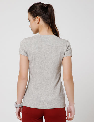 Women's Super Soft Cotton Stretch Solid Half Sleeve T-Shirt – Grey Melange(TS19)