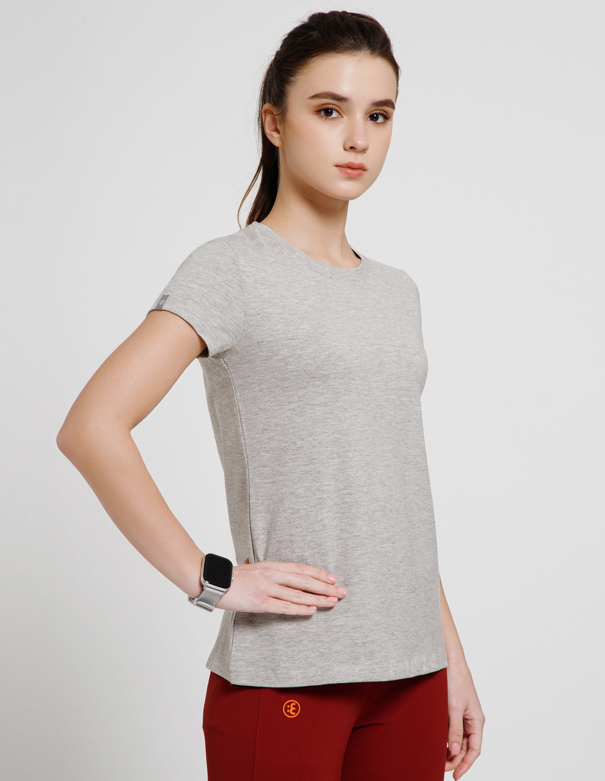 Women's Super Soft Cotton Stretch Solid Half Sleeve T-Shirt – Grey Melange(TS19)
