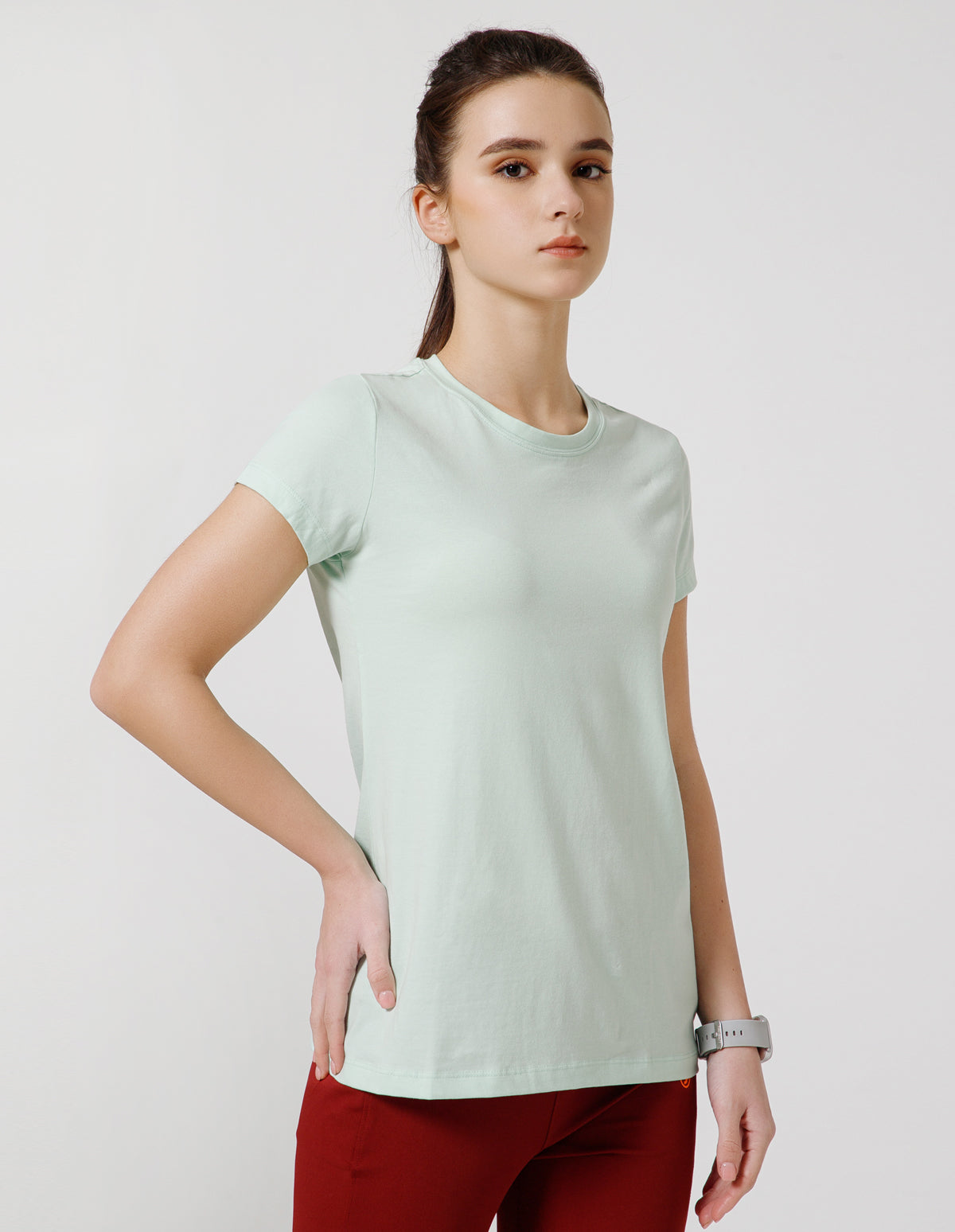 Women's Super Soft Cotton Stretch Solid Half Sleeve T-Shirt – Light Green(TS19)