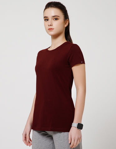 Women's Super Soft Cotton Stretch Solid Half Sleeve T-Shirt – Maroon(TS19)