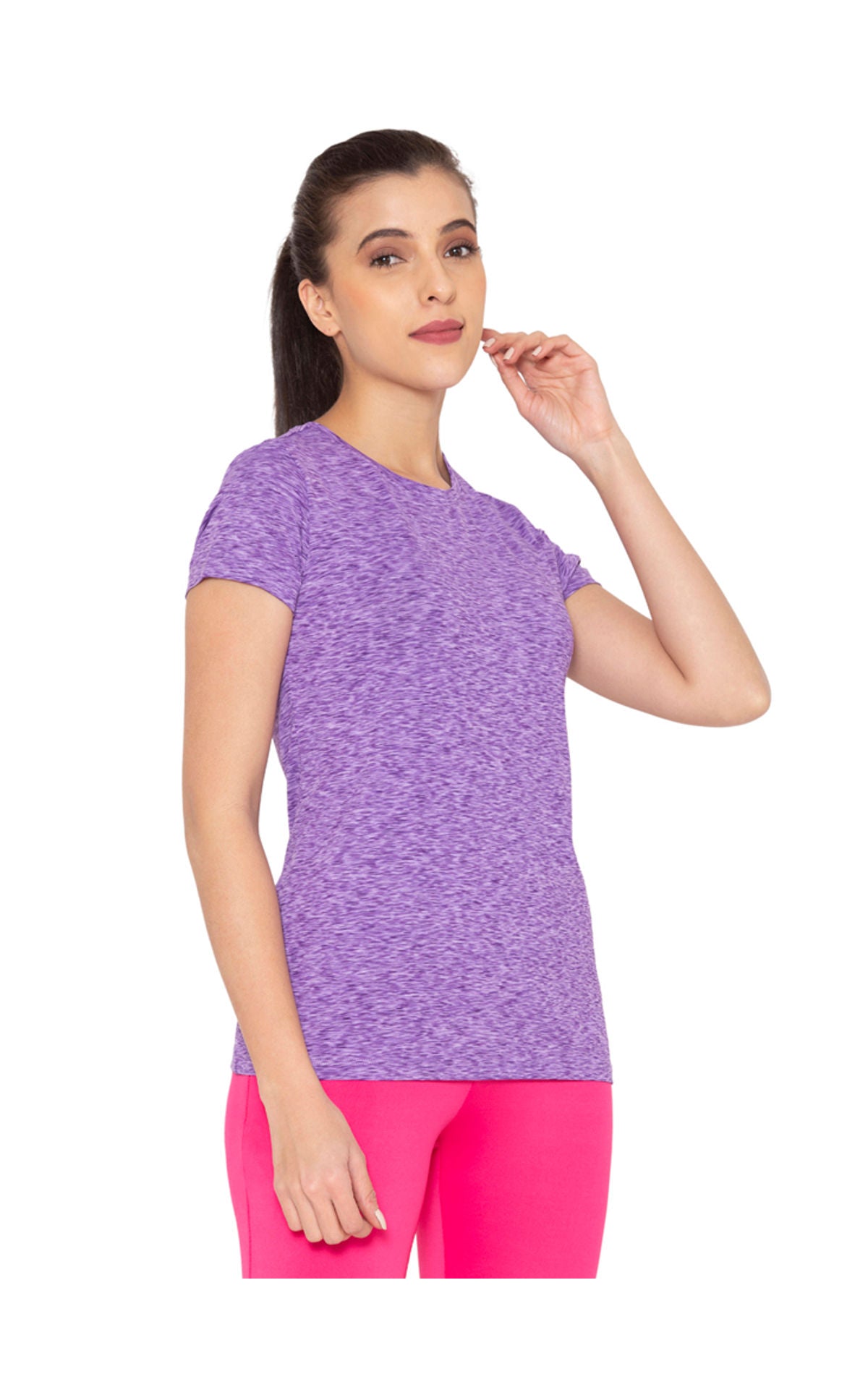 Bodyactive Women Round neck Half Sleeve Dry Fit T-shirt in 1pcs-TS22-PUR