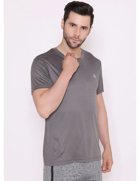 Bodyactive Round Neck Half Sleeve T-Shirt for Men -TS26-DGREY