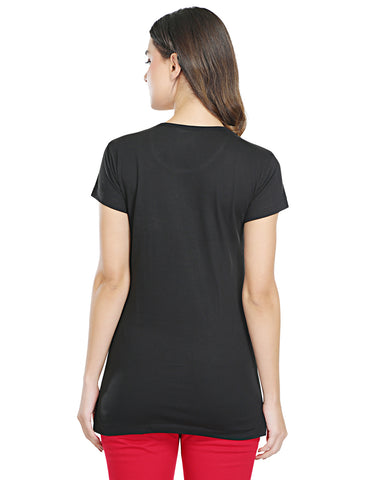 Bodyactive Black Cotton Women's Long T-shirt TS40-BLK