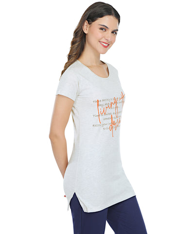 Bodyactive Light Blue Cotton Women's Long T-shirt TS40-ECRMEL