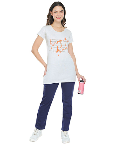 Bodyactive Light Blue Cotton Women's Long T-shirt TS40-ECRMEL