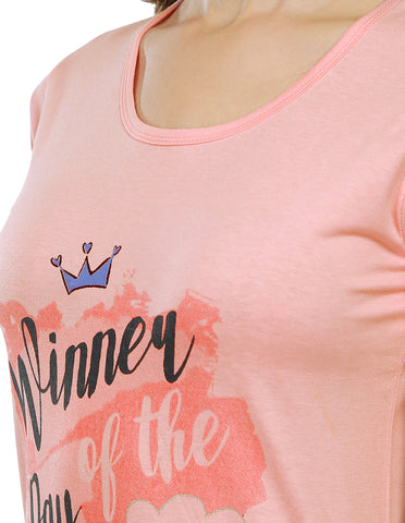 Bodyactive Pink Cotton Women's Long T-shirt TS40-PNK