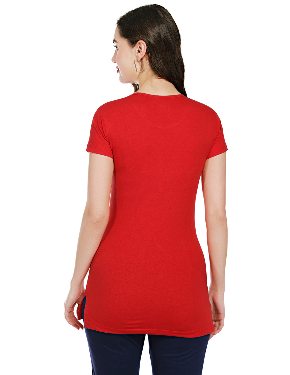Bodyactive Red Cotton Women's Long T-shirt TS40-RED