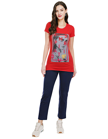 Bodyactive Red Cotton Women's Long T-shirt TS40-RED