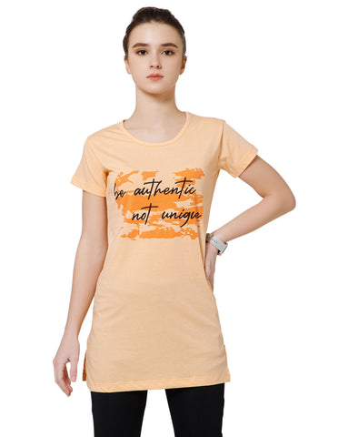 Women's Super Soft Cotton Rich Printed Half Sleeve T-Shirt – Peach(TS40)
